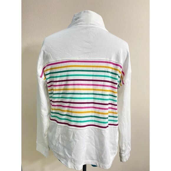 Croft & Barrow Mockneck Sweatshirt Ivory Multicolor Stripes Long Sleeve Size XL - Picture 5 of 8